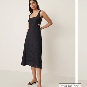 Ann Taylor  Embroidered Strappy Midi Dress size 8